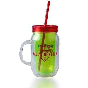 Gobelet en plastique PS à double paroi transparent avec logo personnalisé, avec poignée de tasse Mason pré-percée, nouveauté, vaisselle fabriquée au Vietnam - Product Image 1