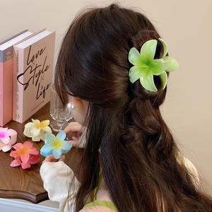 مشبك شعر نسائي بتصميم جديد مقاس 8 سم على شكل زهرة، مشابك شعر هاواي بلون متدرج يشبه الحلوى بزهرة الفرانجيباني - Product Image 6