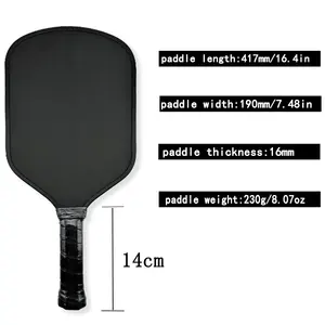 Raquete de bola de decapagem em fibra de carbono 14mm para raquetes de raquetes pretas com cabeça curvada e superfície de fricção para sobremesas