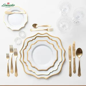 Set di Piatti in Fine Porcellana Bone China con Design Floreale Rotondo <span class=keywords><strong>per</strong></span> Cena e Dessert, Ideale <span class=keywords><strong>per</strong></span> Matrimoni e Feste - Product Image 1