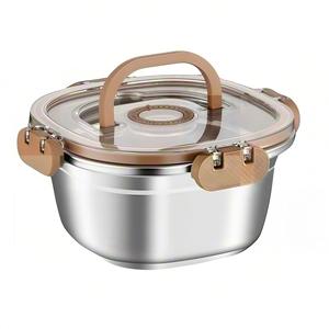 Conteneur de stockage alimentaire en acier inoxydable 304, rectangulaire, avec couvercle à clipser, compatible micro-ondes, utilisation au réfrigérateur - Product Image 5