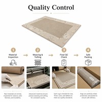 Tapis moderne style ferme avec bordure florale, grand tapis de zone neutre beige, durable, à poils ras, pour entrée d'appartement et décoration intérieure