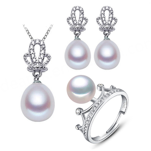 Conjunto de Joyería de Plata de Ley 925 con Perlas Redondas de Grado AAAA con Opciones de Chapado en Oro, Nuevo Diseño Moderno y de Moda - Product Image 6