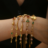 Bracelet à maillons Huibao de luxe en acier inoxydable plaqué or 18 carats avec breloques papillon et étoile pour femme, bijoux en zircon arc-en-ciel inaltérables