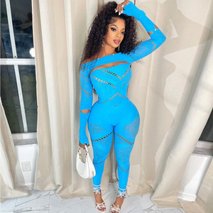 Mùa thu mới đến Hollow cắt ra dài tay áo sexy Bodycon bodysuit với lỗ phụ nữ thường Jumpsuit - Product Image 4