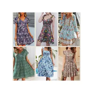 Factory Clearance Wholesale Discount Sale Big Bulks Cheap Casual Dresses Free Sample Mix Brand Clothes Bales Women Dress