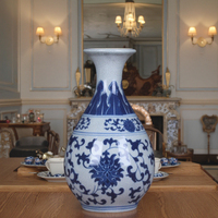 Jingdezhen kerajinan keramik biru terbuka putih vas porselen kuno Guan Kiln giok Pot dekorasi transparan botol dekoratif