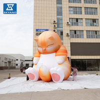 Modèle géant gonflable personnalisé de chat rose assis, motif animal de dessin animé, pour la publicité et la décoration d'événements en extérieur et de sites touristiques