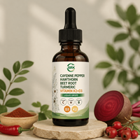 Compléments Alimentaires Liquides Oraux OEM/ODM D3 K2 en Vrac VascuFlow Poivre de Cayenne, Aubépine, Racine de Betterave, Curcuma, Vitamine K2+D3
