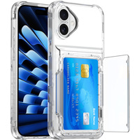 Coque Arrière Antichoc Hybride Transparente en TPU et PC avec 4 Emplacements pour Cartes pour iPhone 18 Pro Max 17 16 Pro 15 14 Pro Max 13 12 11