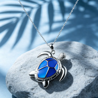 Collier pour femme en argent 925 plaqué platine, fabriqué avec soin, pendentif tendance, chaîne artistique en époxy, cadeau pour fête