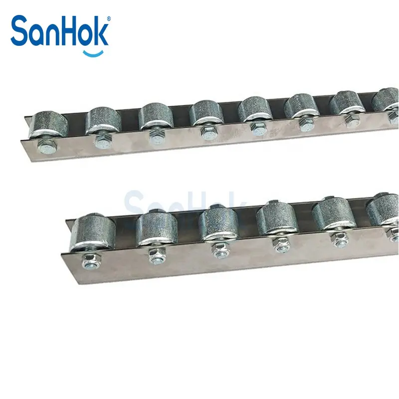 SK-4850D 200 KG/Wheel Load Capacity Heavy Duty Steel Plated Gravity Flow Rail Conveyor For Pallet Conveyor