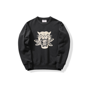 Pull tricoté épais en coton molletonné vintage pour <span class=keywords><strong>homme</strong></span>, col rond, motif léopard, avec logo frontal – Collection Hiver – Fournisseur de premier plan - Product Image 2