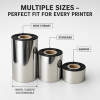 Pita Transfer Termal Berbasis Resin 110x300m Tahan Air Tahan Gores Transparan Tidak Luntur Kualitas Warna Tinggi untuk Printer