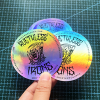 Autocollants holographiques personnalisés en gros, populaires, fantaisie, réfléchissants, miroir, étanches, découpés à la forme, adhésifs