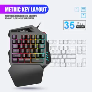Set Keyboard Mouse Gaming Portabel, Set Keyboard Mouse Mini Kompak Tangan Kiri