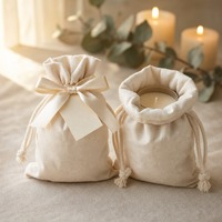 Pochette à bijoux en coton personnalisée avec cordon de serrage, sac d'emballage cadeau OEM ODM avec logo, pour boucles d'oreilles, bagues, colliers, bracelets, vente en gros