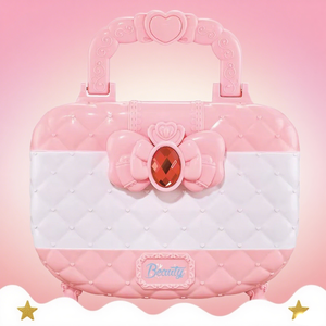 Kit per il trucco di finzione del gioco dei bambini di plastica spazzola di bellezza specchio e Set cosmetico lavabile vestito da principessa borsa per bambine - Product Image 2