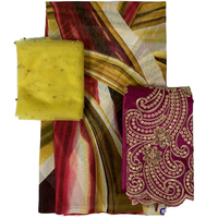 Lisami rts voile suisse doux coton imprimé 2yard + 2yard net broderie + 5yards imprimé somali soudanais toub coton tissu