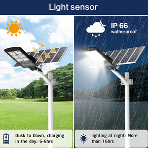 Farola solar Led con Sensor de movimiento, luz impermeable IP66 para estacionamiento, patio, garaje, jardín, 300W - Product Image 3