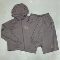 Ensemble de survêtement 2 pièces pour homme, léger, avec logo personnalisé, respirant, doux, sweat à capuche zippé, poches zippées, short de sport extensible