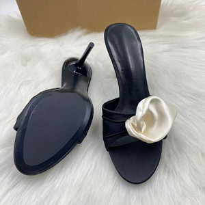 Sandalias de tacón de aguja con diseño de rosas y una tira, estilo hada dulce, para mujer - Sandalias de tacón de aguja con punta abierta y estilo elegante - Product Image 3