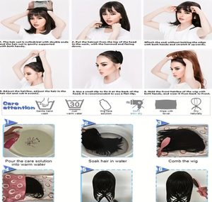 Peluca <span class=keywords><strong>Frontal</strong></span> de cabello humano recto negro de alta densidad <span class=keywords><strong>con</strong></span> flequillo gorra de <span class=keywords><strong>malla</strong></span> Rosa transpirable para todas las etnias Color de encaje HD - Product Image 5