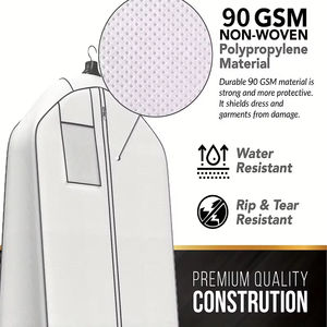 <span class=keywords><strong>Housse</strong></span> de rangement pour robe de mariée longue personnalisée avec logo, sac de protection pour vêtements en non-tissé avec fenêtre transparente - Product Image 6