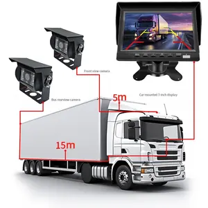 Monitor de caminhão AHD 7 polegadas, sensor de estacionamento de radar, câmera de reversão, sistema de visão traseira, câmera de backup para monitor de carro