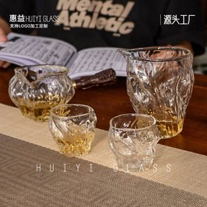 Huiyi Glass Teacup <b>Set</b> High Borosilicate Glass Tea Pourer And <b>Cup</b> With Wood Pattern For Home Office Use - Product Image 2