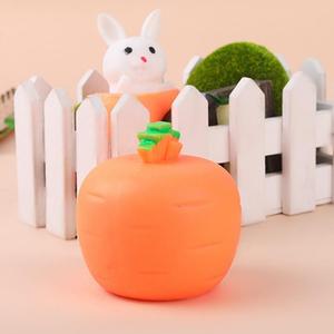 Easter Carrot Rabbit Rubber Squeeze and Stretch Ornament Creative Stress-Relief Party <b>Gift</b> for Kids - Product Image 3