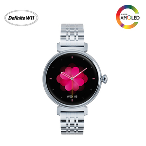 นาฬิกาสมาร์ทวอทช์ Definite W11-70 รุ่นสำหรับผู้หญิง หน้าจอ AMOLED 1.02 นิ้ว กันน้ำ IP67 ดีไซน์โลหะ แบตเตอรี่ 160mAh ตรวจวัดอัตราการเต้นของหัวใจ ตรวจจับการนอนหลับ สีเงิน - Product Image 4