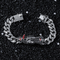 Bracelet Chaîne Cubaine Plaqué Or Santa Muerte en Alliage avec Strass, Bijou Religieux Roja De Hilo De La Pulsera, Bracelet Maillons Tendance