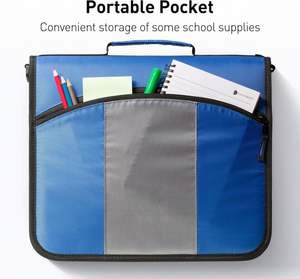 Free Sample BSCI Zipper <b>Binder</b>, 2 Inch 3-<b>Ring</b> <b>Binder</b> for School, Expansion Panel and Expanding File, 580 Sheet Capacity Black - Product Image 6