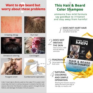 venta al por mayor de Color fácil de Amoníaco libre bigote tinte ennegrecimiento barba champú de Color <span class=keywords><strong>para</strong></span> los <span class=keywords><strong>hombres</strong></span> - Product Image 4