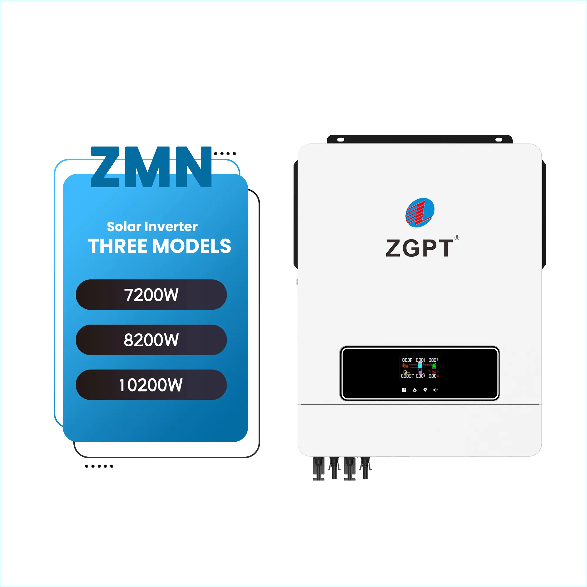 ZGPT 7000W 8000W 10000W 48V Off grid hybrid solar inverter 6kw inverter Solar Inverter MPPT Charger for Household