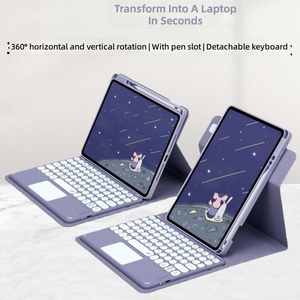 เคสหนังบางสำหรับแท็บเล็ตพร้อมคีย์บอร์ดแบบวงกลมสำหรับ <span class=keywords><strong>iPad</strong></span> 11th A16 / 10th 10.9 นิ้ว 360 องศา °   ที่วางดินสอแบบหมุนได้พร้อมฟังก์ชั่นปลุก-พักเครื่องอัตโนมัติ - Product Image 4