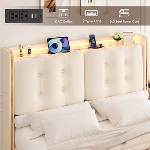 Kainice-Base de carga inteligente multifuncional, mueble de dormitorio moderno, con mechones, marco de almacenamiento para parejas - Product Image 4