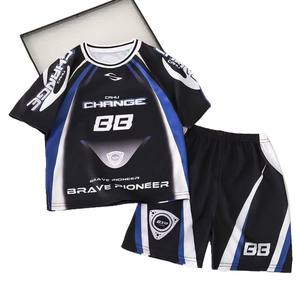 Ensemble Maillot de Basketball Garçon Été Sportif Manches Courtes Deux Pièces Style Américain Motif Lettres Col Étiquette Motif Motard - Product Image 5