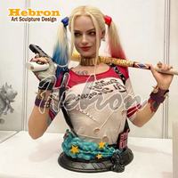 Buste personnalisé Harley Quinn, sculpture Harley Quinn à l'échelle 1:1 en silicone, buste DC, ventes en gros de sculptures artisanales en résine