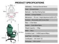 Chaise de jeu ergonomique au design moderne, pivotante à 360 degrés, chaise de bureau de direction, hauteur réglable, velours, personnalisable en 3 étapes