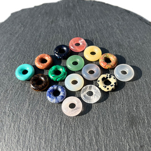 15mm טבעי אבן ירקן אבן אגת קריסטל רוז קוורץ טייגר עין בטיחות אבזם עגול סופגנייה עבור DIY צמיד שרשרת עגיל - Product Image 4