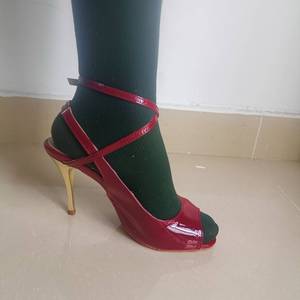 Hermosos Zapatos de Baile de Salón Latinos de Tango, <span class=keywords><strong>Salsa</strong></span>, Jazz y Boda para Mujer, de Cuero Rojo Vino, Tacón Alto Profesional de 9.0 cm, en Promoción - Product Image 1