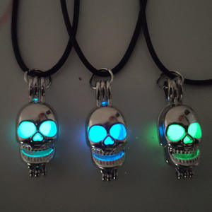 Grosir Klasik Baru Pria Halloween Batu Bercahaya Perhiasan Aksesoris Bersinar Dalam Gelap Wanita Tengkorak Kalung Liontin - Product Image 3