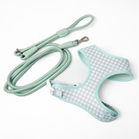 Harnais pour chien à carreaux imprimé sur mesure, réglable, souple et extensible, à porter par-dessus la tête, avec laisse assortie en option, OEM
