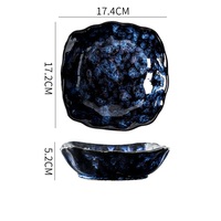Chaud ménage créatif japonais vaisselle assiette plat céramique ensemble créatif simple bleu four changement vaisselle variété de conception