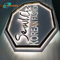 Enseigne en métal SP avec logo mural personnalisé Enseigne de bureau intérieure éclairée en 3D Enseigne lumineuse de magasin rétroéclairée par LED Enseigne publicitaire à LED
