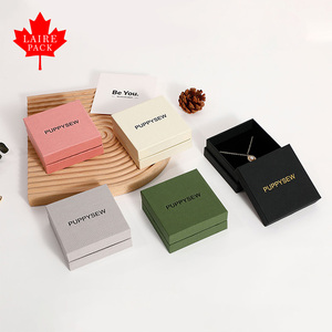 Оптовая продажа, Экологически чистая бумажная картонная коробка с крышкой и основой для ювелирных изделий с индивидуальным логотипом для серьги, колье, подарочная упаковка - Product Image 4