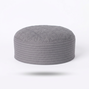 2025 Wholesale Islamic Prayer Caps Customizable Bucket Hats for Adults Muslim Prayer Cap Breathable Solid Blue Color Knitted Cap - Product Image 6