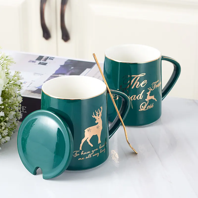 New Wholesale hochwertige Porzellan Trink geschirr Tasse Keramik becher mit goldenem Rand Griff